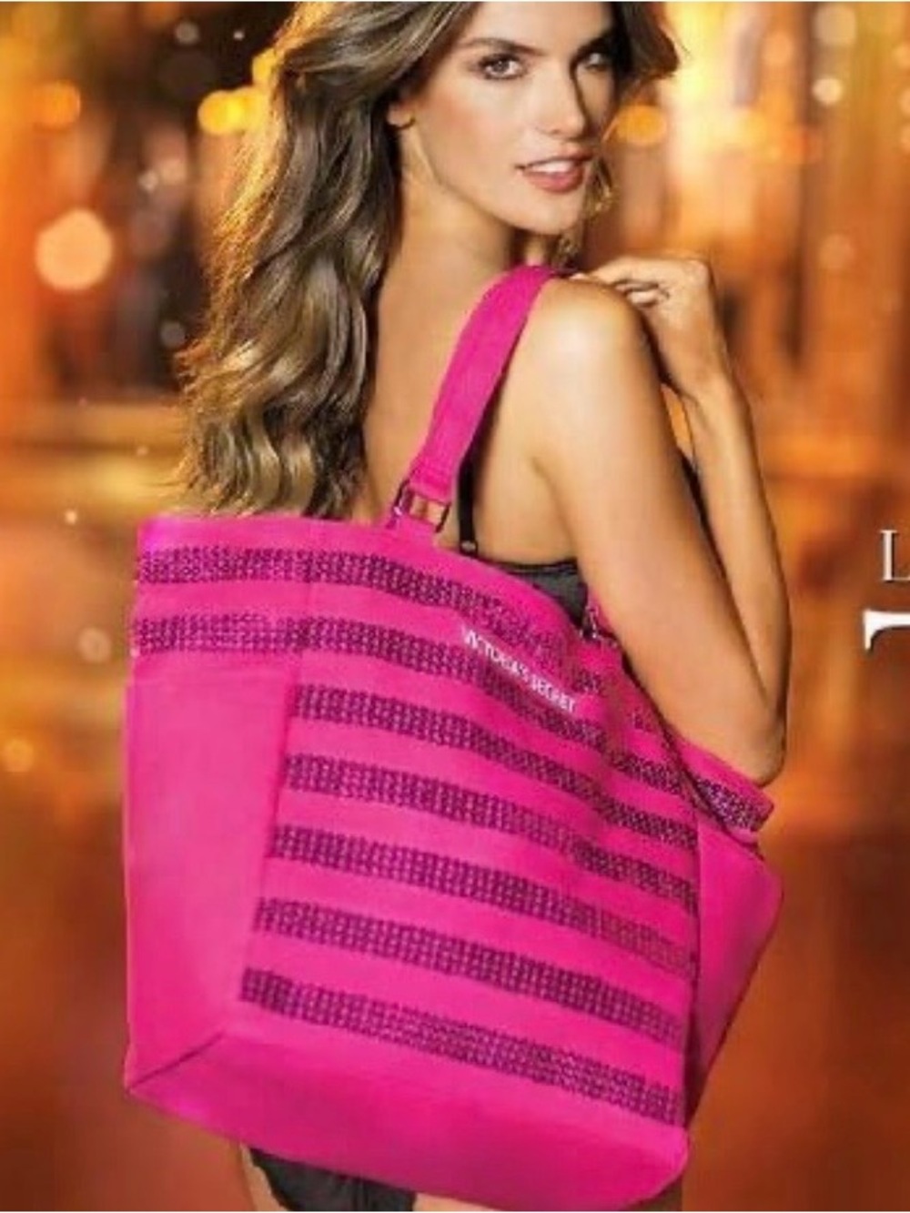 Victoria's Secret Pink Sequin Striped Tote